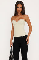 Tell Me The Truth Strapless Bustier Sand