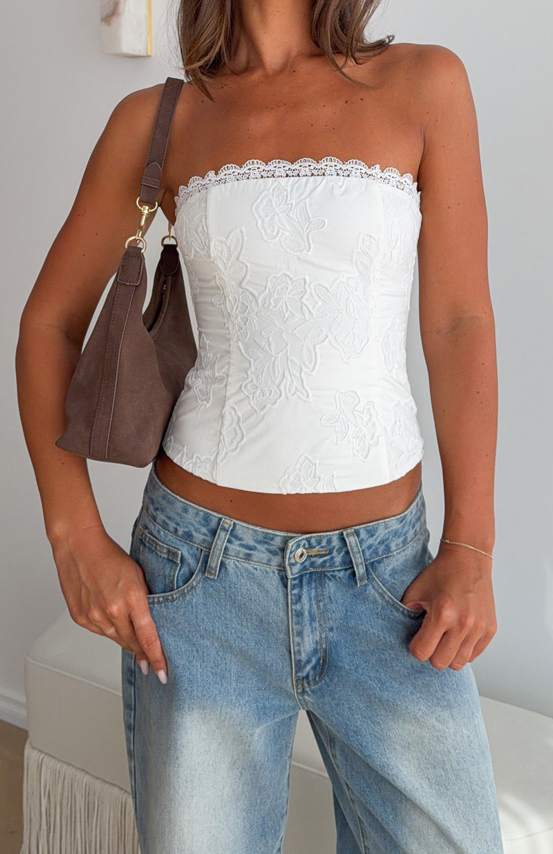 Unmatched Love Strapless Lace Bustier White