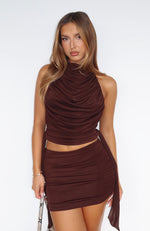 Amara Grace Mini Skirt Chocolate