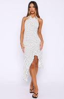 Blushing Nights Midi Dress Cream/Black Polka Dot