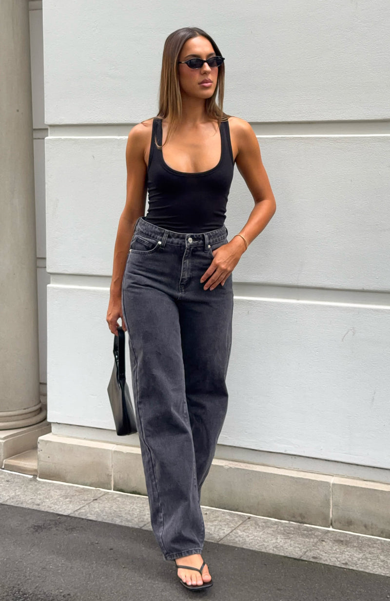Born To Shine High Waisted Barrel Jeans Black Acid Wash