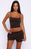 Causing Commotion Terry Singlet Chocolate