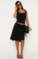 Chill Vibes Midi Skirt Black