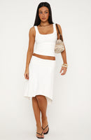 Chill Vibes Midi Skirt White