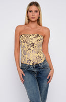 Don't Be Indecisive Strapless Bustier Butter