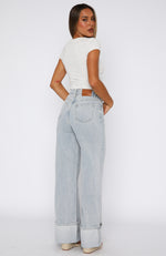 Ellie High Rise Wide Leg Jeans Glacier Blue
