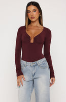Girls Night Out Long Sleeve Bodysuit Wine