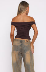 Halfway Over It Strapless Top Chocolate