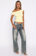 Halfway Over It Strapless Top Lemon