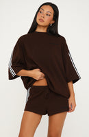 Happiness Blooms Oversized Tee Chocolate
