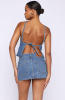 Happiness Is Key Denim Top Admiral Blue
