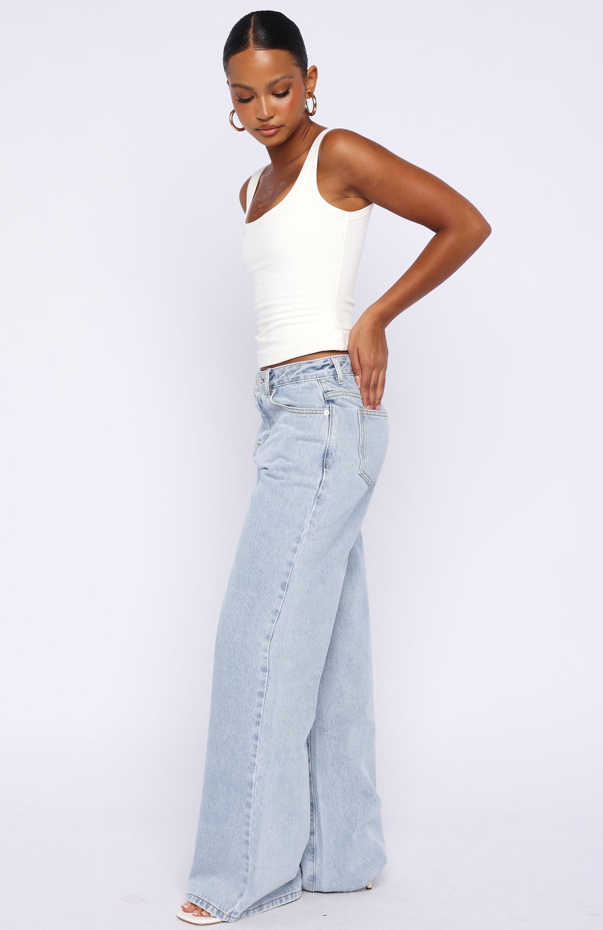 Just My Type Mid Rise Wide Leg Jeans Mid Blue | White Fox Boutique