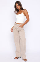 Kiara Mid Rise Barrel Leg Jeans Sesame Wash