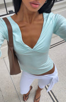 Little Bit Of Everything 3/4 Sleeve Top Baby Blue