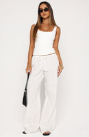 Lover's Refresh Linen Pants White