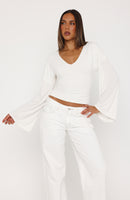 Nobody's Watching Long Sleeve Top White