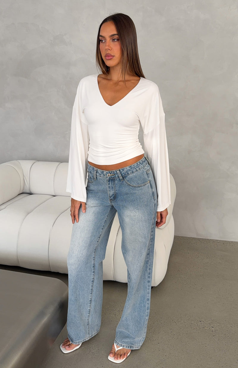 Nobody's Watching Long Sleeve Top White