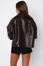 Nobody Told Me PU Jacket Plum