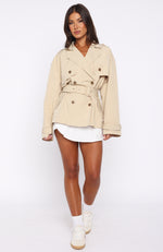 She's Popular Cropped Trench Sand
