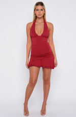 She's The Trend Halter Mini Dress Soft Mulberry