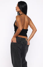 Show Stopping Halter Top Black