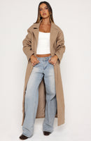 Side Eye Oversized Coat Beige