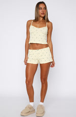 Snuggle Season Pyjama Shorts Lemon Floral