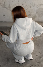 Stay Lifted Cropped Hoodie Dark Grey Marle