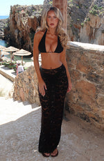 Take Time Lace Maxi Skirt Black