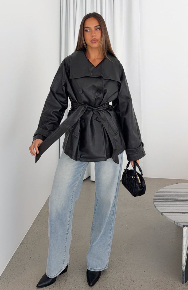 Teach Me Something PU Jacket Black