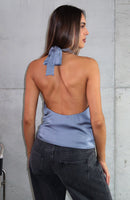 Tell Me It's Nothing Halter Top Slate Grey