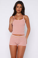 Volume Maxed Knit Booty Shorts Cotton Candy Stripe