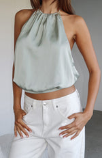 What Was I Thinking Halter Top Sage