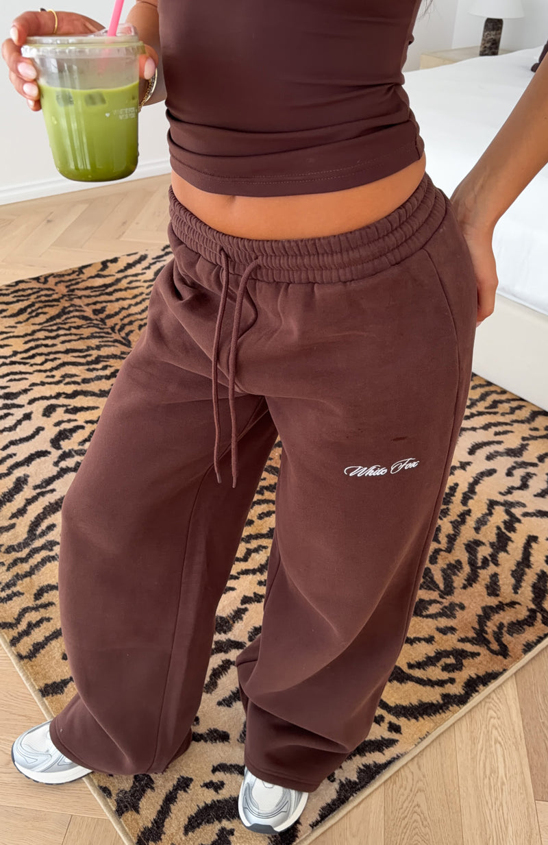 Wishing For It Wide Leg Sweatpants Chocolate