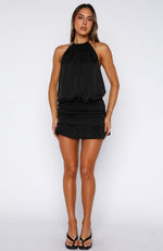 No Second Thoughts Halter Mini Dress Black