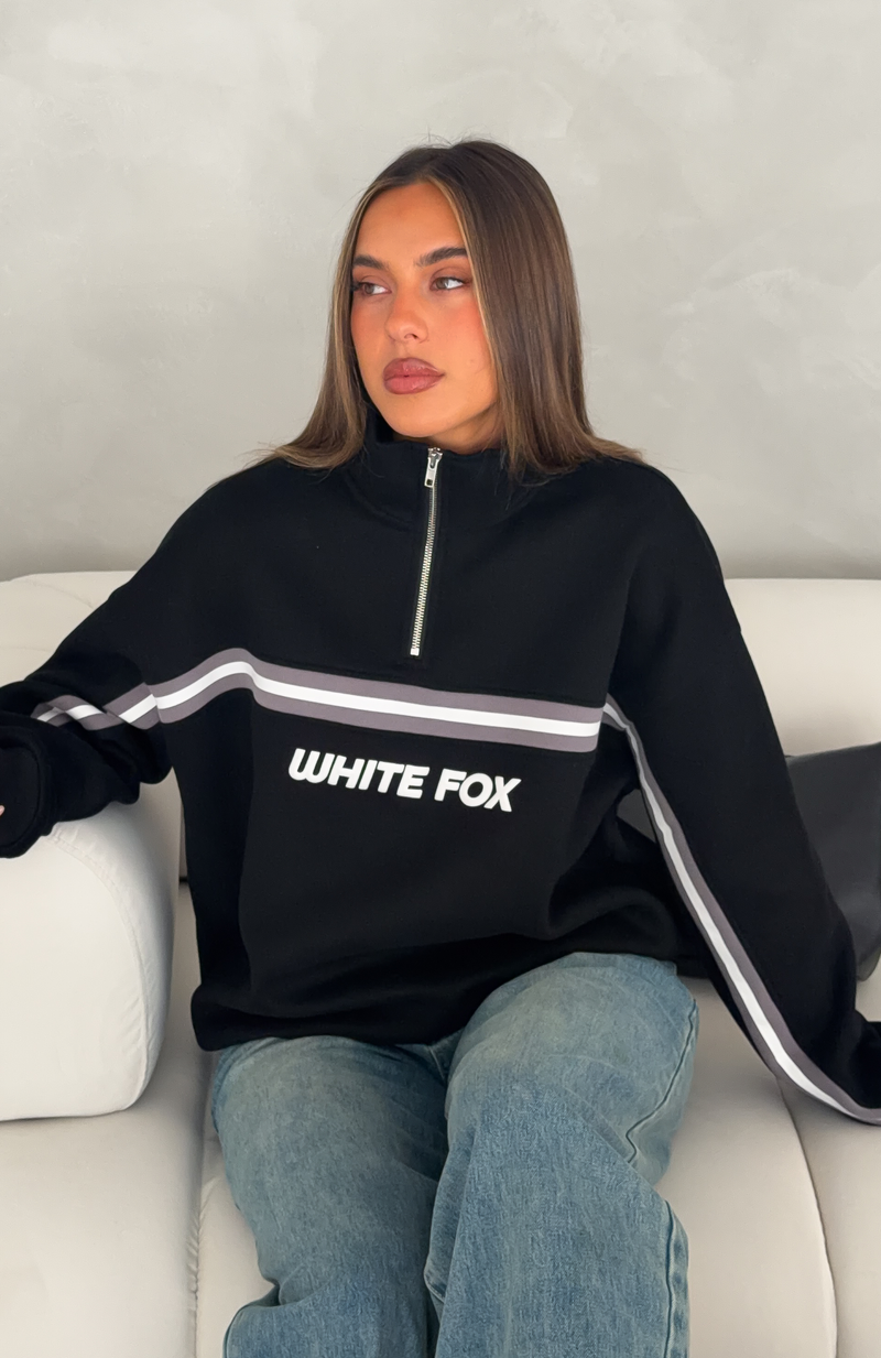 You Already Know Quarter Zip Sweater Black