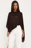 You're A Cutie Knit Poncho Top Chocolate