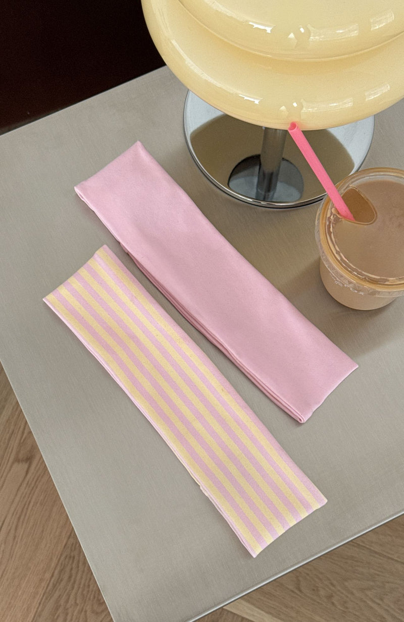 Staying Safe 2 Pack Headband Lemon & Pink Stripes