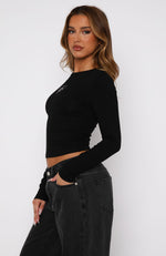 New Destiny Long Sleeve Baby Tee Black