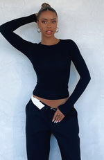 Only For Tonight Long Sleeve Top Black